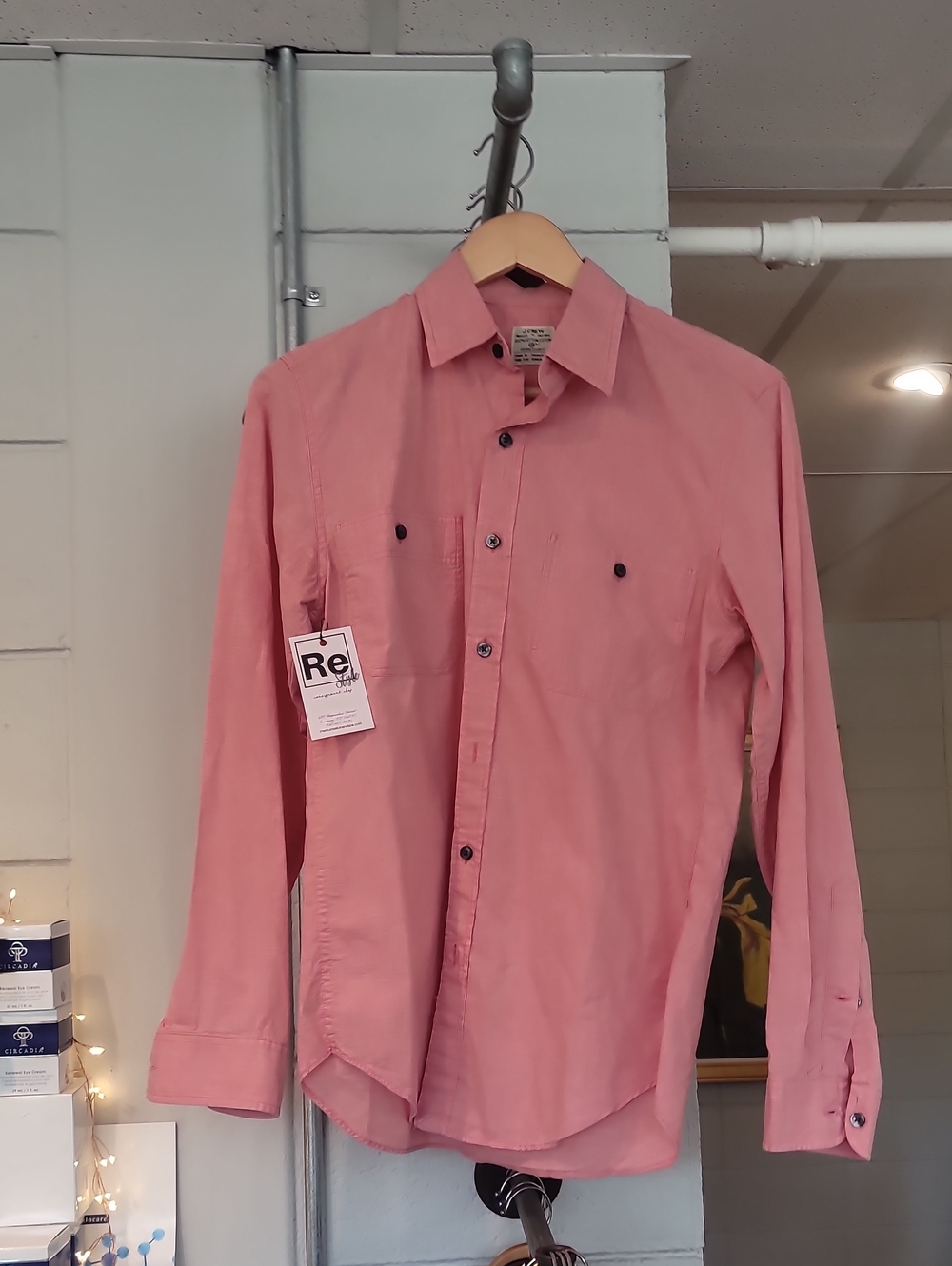 Jcrew Men's Pink Long-Sleeve Button-Up Shirt